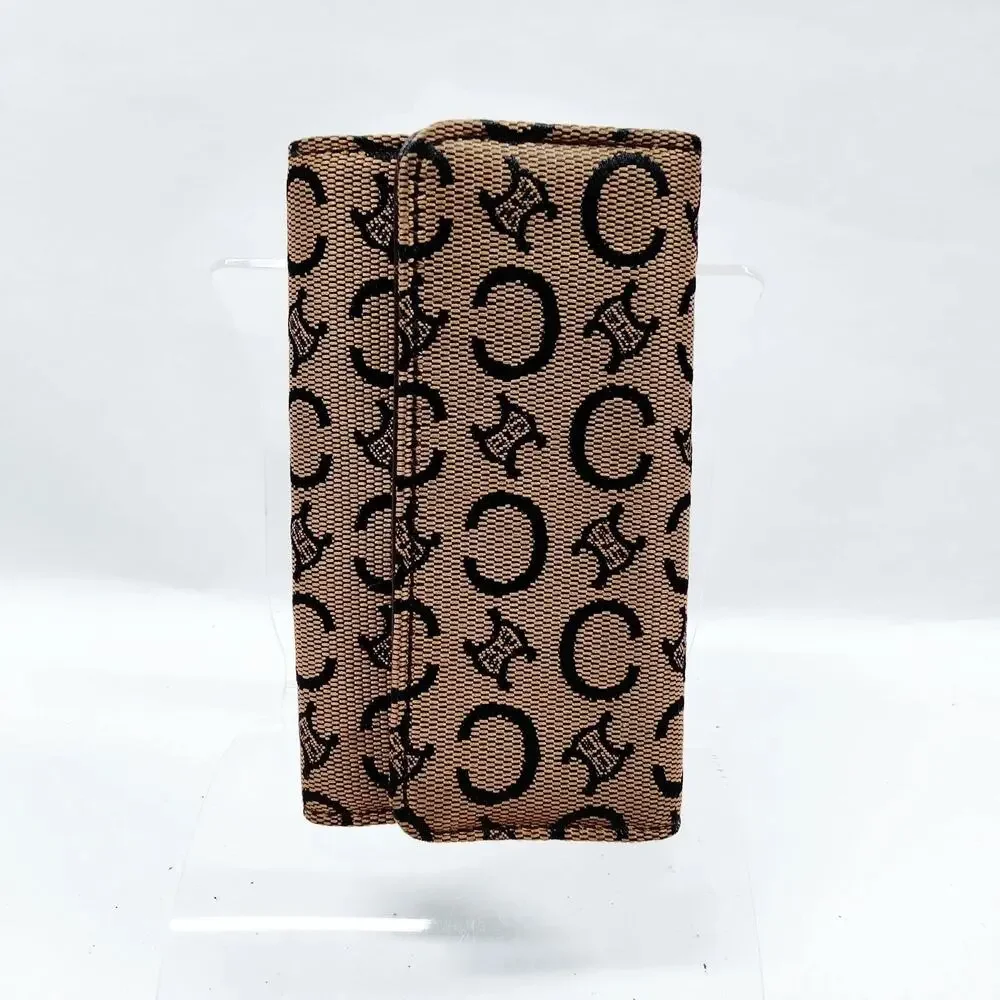 Celine Men's Brown Triomphe Jacquard Canvas Leather 6 Key Holder